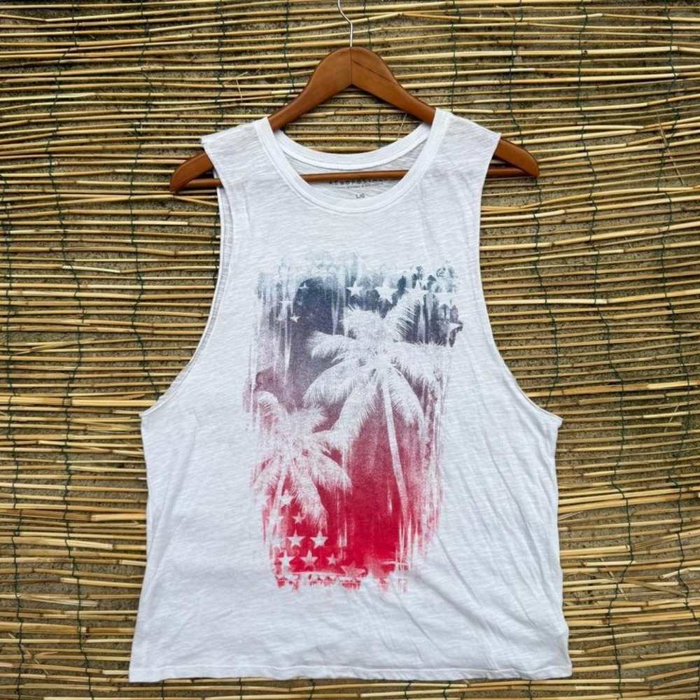 Aeropostale Graphic Tee Men Size Large American USA Flag Patriotic Tank Top